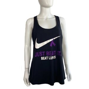 Just Beat Lupus Racer Back Black Purple Ribbon Tank